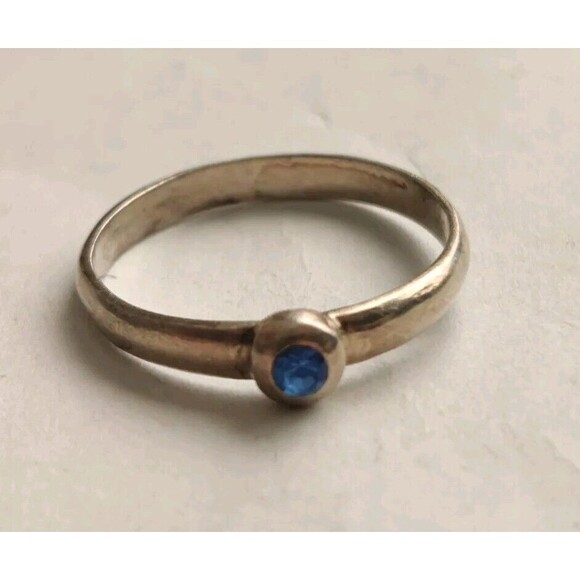 925 STERLING SILVER BOMA BLUE CRYSTAL Stacking RING SIZE 8 FINE SIGNED - Picture 1 of 6